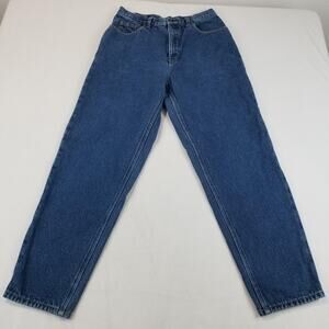 Eddie Bauer Jeans Womens 14 Blue Flannel Lined High Rise Relaxed Fit Denim